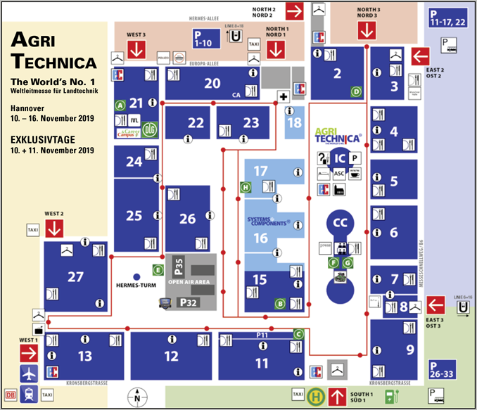 AGRITECHNICA 2019 Hallenplan fairmessage